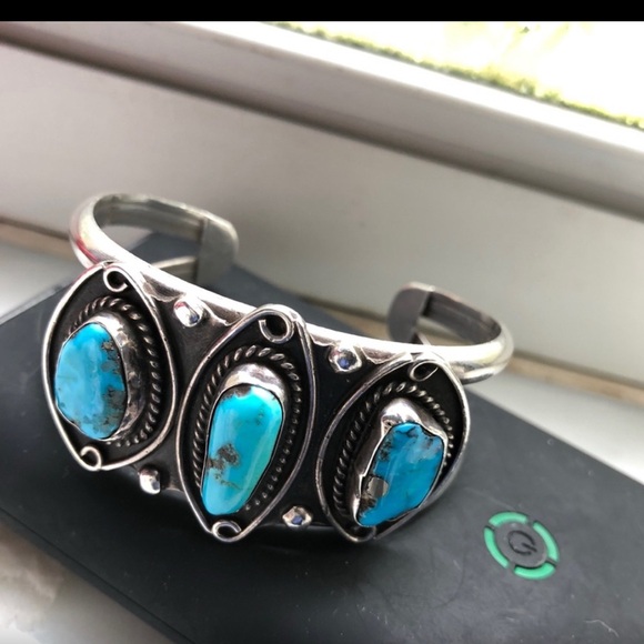 Very old SS/Turquoise NAVAJO CUFF - Picture 3 of 11